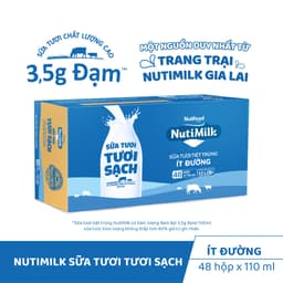 Thumbnail Thùng Sữa Tươi Tươi Sạch NutiMilk Ít Đường 110ml (Hộp 110ml x 48) 2