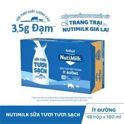 Thumbnail Thùng Sữa Tươi Tươi Sạch NutiMilk Ít Đường 180ml (Hộp 180ml x 48) 3