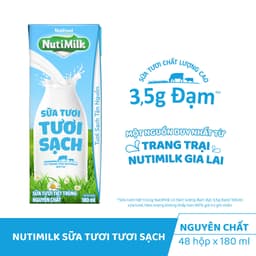 Thumbnail Thùng Sữa Tươi Tươi Sạch NutiMilk Nguyên Chất 180ml (Hộp 180ml x 48) 2