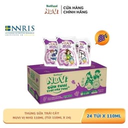 Thumbnail NuVi Thùng Thức Uống Sữa Tươi Trái Cây Vị Nho 110ml (Túi 110ml x 24) 1
