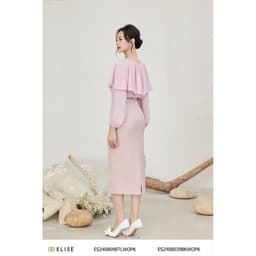 Thumbnail Áo chiffon hồng cổ bèo thiết kế Elise ES2408098TLWOPK 2