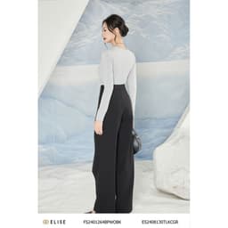 Thumbnail Áo thun xám dài tay đính logo thiết kế Elise ES2408130TLKCGR 2