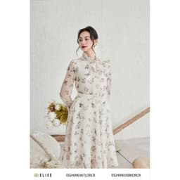 Thumbnail Chân váy tơ kem HT bướm thiết kế Elise ES2409035BKORCR 1
