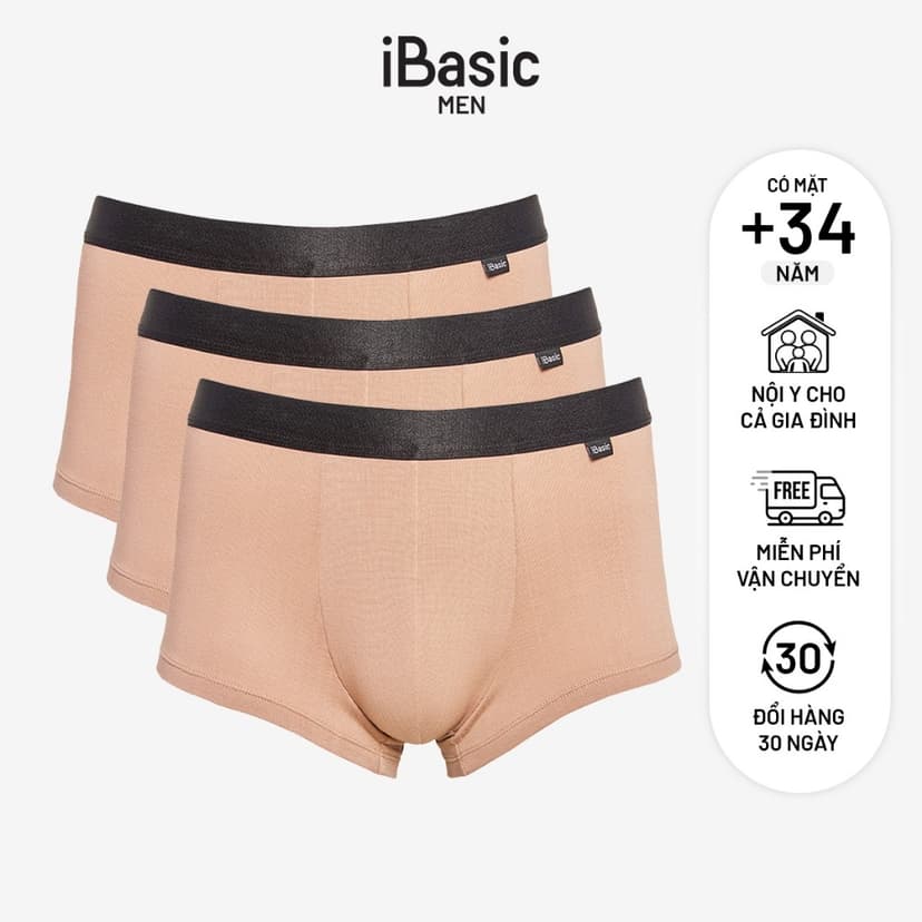 Ảnh Combo 3 Quần lót nam iBasic thun boxer Espresso PANM103 2