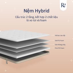Thumbnail Nệm Hybrid Ru9 25cm | Công Nghệ Mới Kết Hợp Túi Lò Xo Và Foam | 4 Kích Thước | Tùy Chọn Độ Êm 1