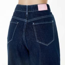 Thumbnail DOTTIE - Quần Jeans ống suông chạy chỉ nổi - Xanh Dương Đậm - Q0365 2