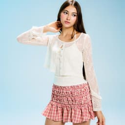 Thumbnail DOTTIE - Set áo hoa li ti - Trắng kem - T0980 2