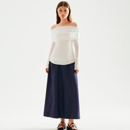 Thumbnail DOTTIE - Áo trễ vai tay dài - Trắng - T0999 3