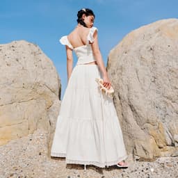 Thumbnail DOTTIE - Chân váy maxi phối ren - Trắng - S0208 3