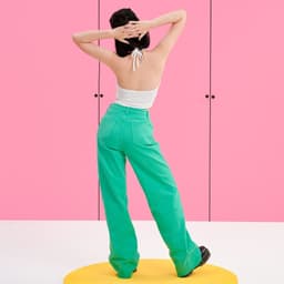 Thumbnail DOTTIE - Quần jeans dài ống rộng nữ - Xanh lá - Q0282 2