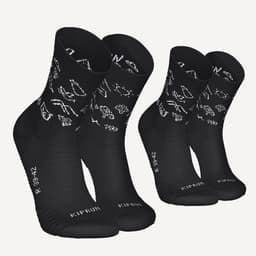 Thumbnail Gói 2 đôi tất chạy bộ dày cổ cao RUN500 đen DECATHLON Kiprun 8830320 1