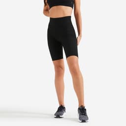 Thumbnail Quần short tập fitness nữ lưng cao DECATHLON FST 100 đen 2