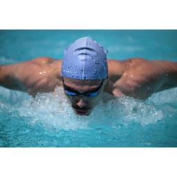 Thumbnail Mũ bơi silicon geo trắng/xanh dương Decathlon NABAIJI mã 8853985 3