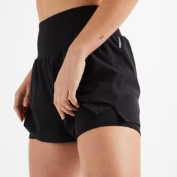 Thumbnail Quần short tập gym nữ 2 trong 1 fst 120 đen Decathlon DOMYOS mã 8733482 4