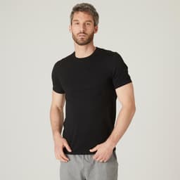 Thumbnail Áo thun tập gym fitness nam DECATHLON DOMYOS cotton có dãn màu đen 8543989 1