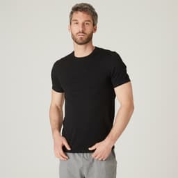 Thumbnail Áo thun tập gym fitness nam DECATHLON DOMYOS cotton có dãn màu đen 8543989 2