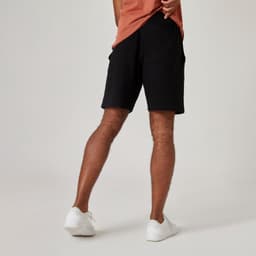 Thumbnail Quần short tập fitness nam bằng cotton màu đen DECATHLON DOMYOS nyamba 8645058 3