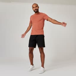 Thumbnail Quần short tập fitness nam bằng cotton màu đen DECATHLON DOMYOS nyamba 8645058 4
