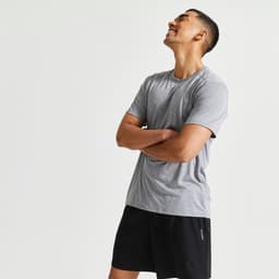 Thumbnail Áo thun tập fitness 100 cho nam xám DECATHLON DOMYOS mã 8601311 1