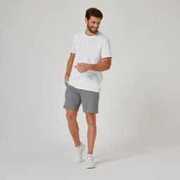 Thumbnail Áo thun tập fitness cotton 100 cho nam trắng DOMYOS mã 8667940 2