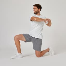 Thumbnail Áo thun tập fitness cotton 100 cho nam trắng DOMYOS mã 8667940 4