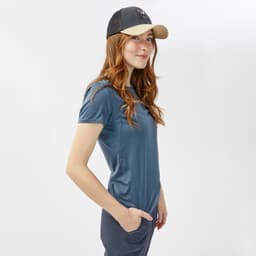 Thumbnail Áo thun leo núi dã ngoại mh100 cho nữ xám xanh DECATHLON quechua mã 8612421 4