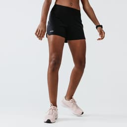 Thumbnail Quần short chạy bộ nữ run dry đen Decathlon KALENJI mã 8553338 1