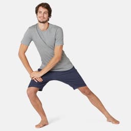 Thumbnail Áo thun thể thao ôm sát tập gym & pilates 520 cho nam xám đậm có vân DECATHLON nyamba mã 8543989 3