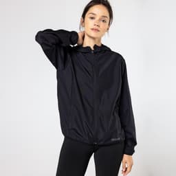 Thumbnail Áo khoác gió chạy bộ nữ run 100 đen Decathlon KALENJI mã 8817239 1