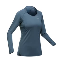 Thumbnail Áo thun hiking dài tay mh550 cho nữ xanh xám DECATHLON quechua mã 8569507 1