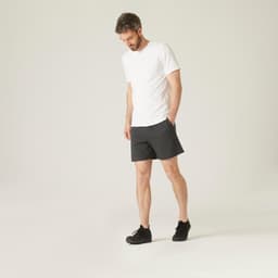 Thumbnail Quần short tập fitness 100 cho nam xám đậm DECATHLON DOMYOS mã 8601427 3