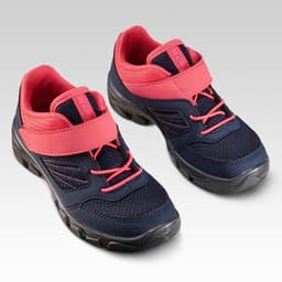 Thumbnail Giày leo núi dã ngoại cổ thấp có quai dán mh100 cho trẻ em xanh hồng DECATHLON quechua mã 8576133 4