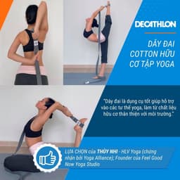 Thumbnail Dây đai cotton hữu cơ tập yoga xám DECATHLON kimjaly mã 8502978 2