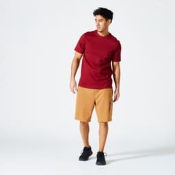 Thumbnail Áo thun tập fitness essentials 500 cho nam đỏ rượu DECATHLON DOMYOS mã 8773500 3