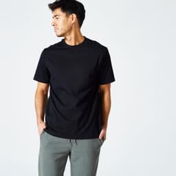 Thumbnail Áo thun tập fitness essentials 500 cho nam đen DECATHLON DOMYOS mã 8773497 1