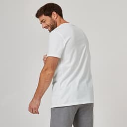 Thumbnail Áo thun tập fitness cotton 100 cho nam trắng DECATHLON DOMYOS mã 8667940 1