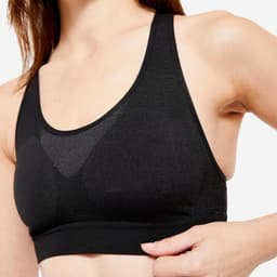 Thumbnail Áo bra thể thao nâng đỡ trung bình first cho nữ đen DECATHLON kalenji mã 8772915 3