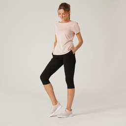 Thumbnail Quần legging lửng tập fitness cotton fit+ cho nữ đen DECATHLON DOMYOS mã 8645741 1