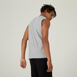 Thumbnail Áo thun không tay tập fitness cotton 500 cho nam xám DECATHLON DOMYOS mã 8667063 2