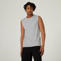 Thumbnail Áo thun không tay tập fitness cotton 500 cho nam xám DECATHLON DOMYOS mã 8667063 1