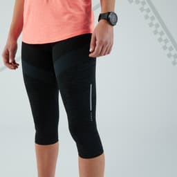 Thumbnail Quần lửng chạy bộ không đường may DECATHLON cho nữ đen mã 8771091 3