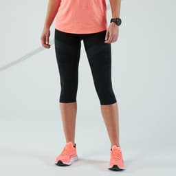 Thumbnail Quần lửng chạy bộ không đường may DECATHLON cho nữ đen mã 8771091 1