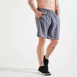 Thumbnail Quần short tập fitness 120 cho nam xám trơn DECATHLON DOMYOS mã 8644540 1