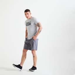 Thumbnail Quần short tập fitness 120 cho nam xám trơn DECATHLON DOMYOS mã 8644540 2