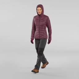 Thumbnail Áo khoác trekking lông vũ trek 100 cho nữ đỏ tím DECATHLON forclaz mã 8587262 2