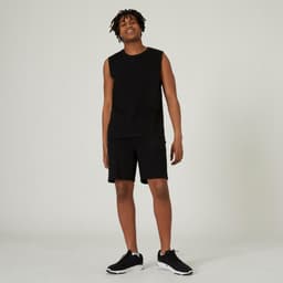 Thumbnail Áo thun không tay cotton 500 cho nam đen DECATHLON DOMYOS mã 8667061 4