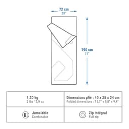 Thumbnail Túi ngủ cắm trại đa dụng arpenaz 15° DECATHLON quechua mã 8737673 2