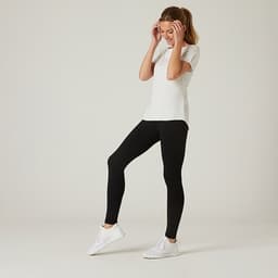 Thumbnail Quần legging tập fitness cotton 100 cho nữ Đen DECATHLON DOMYOS mã 8511784 2