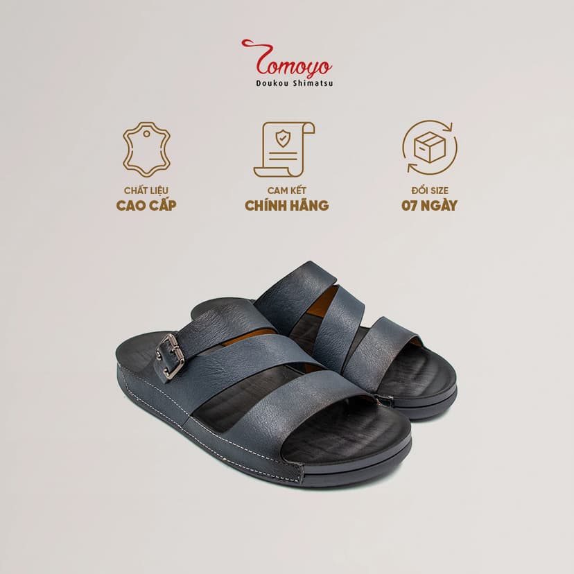 Ảnh -Dép Quai Ngang Nam Da Bò Nappa Cao Cấp Tomoyo TMD302 3