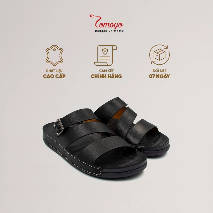 Ảnh -Dép Quai Ngang Nam Da Bò Nappa Cao Cấp Tomoyo TMD302 1